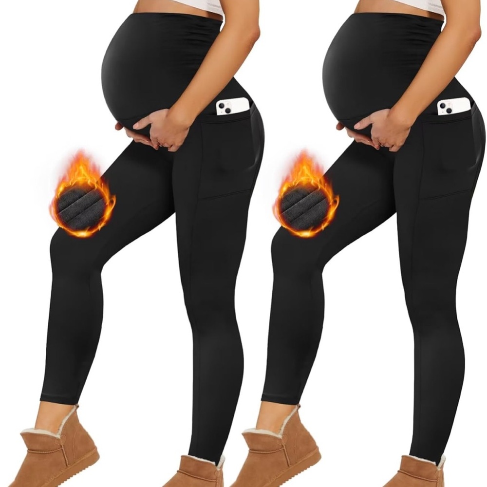 Fleece lined maternity leggings